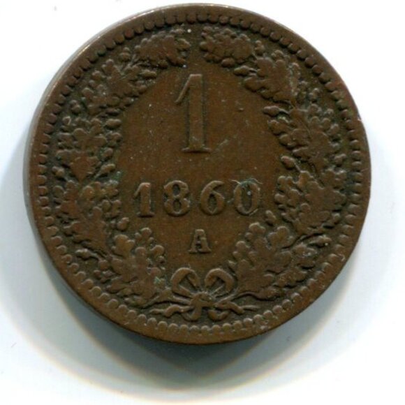 1860-A Austria 1 Kreuzer Coin (b559) - Picture 1 of 2